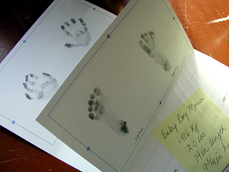 Felix's hand and footprints