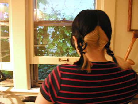 pigtails courtesy of my neighbor-friend