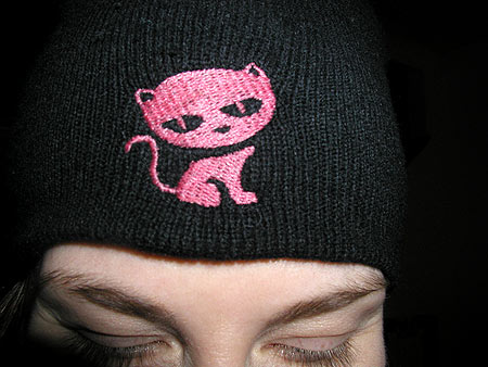 closeup of kitty hat