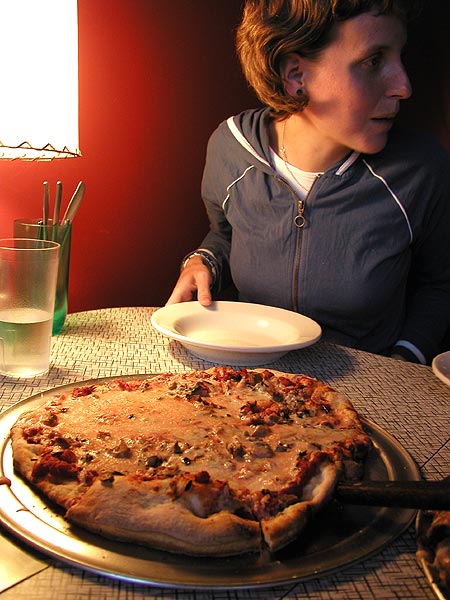delia jane with some tasty paul bunyan pizza