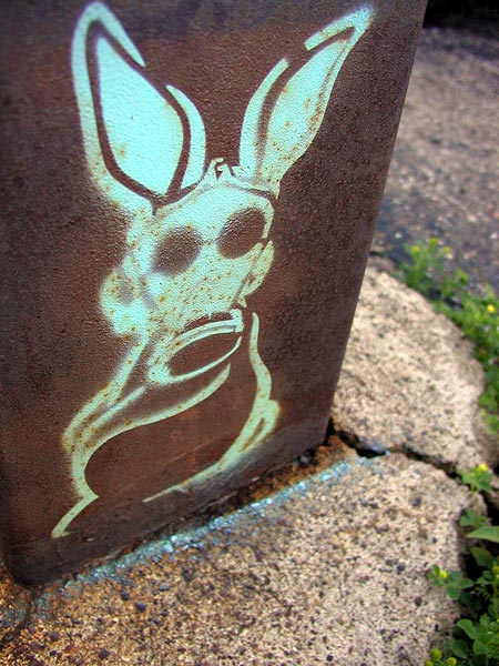 gas mask bunny stencil, found in Uptown