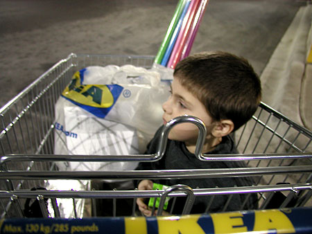 the kid in IKEA cart