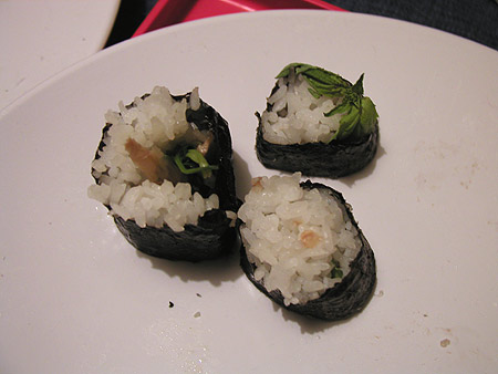 last of the sushi, looking sorta sad