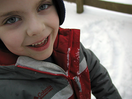 smiling in the snow