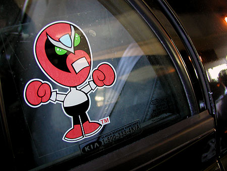 Strong Bad sticker on parked car Strong Bad sticker on parked car