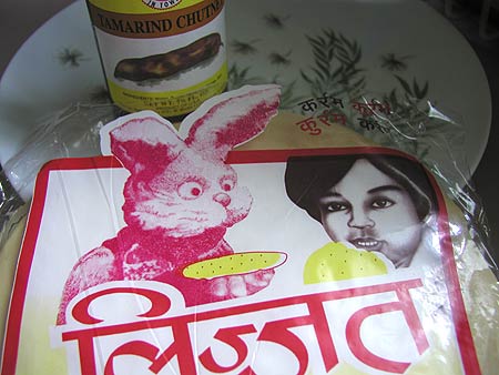freaky Donnie Darko-style bunny selling Indian breads
