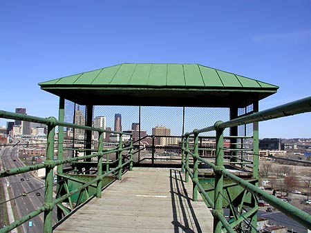 top of the big green stairs
