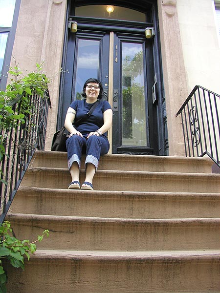 sharyn, on shannon's stoop in crooklyn